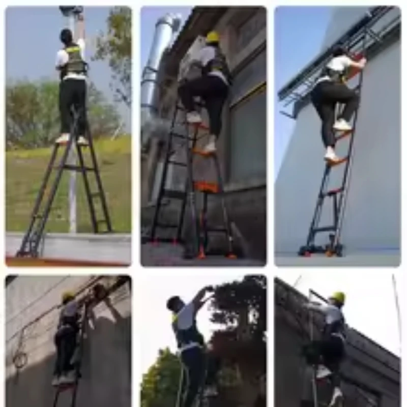 رفع الدرج الهندسي متعدد الوظائف للطي سلم سبائك الألومنيوم سلم متداخل الأجزاء سميكة متعرجة سلم المحمولة