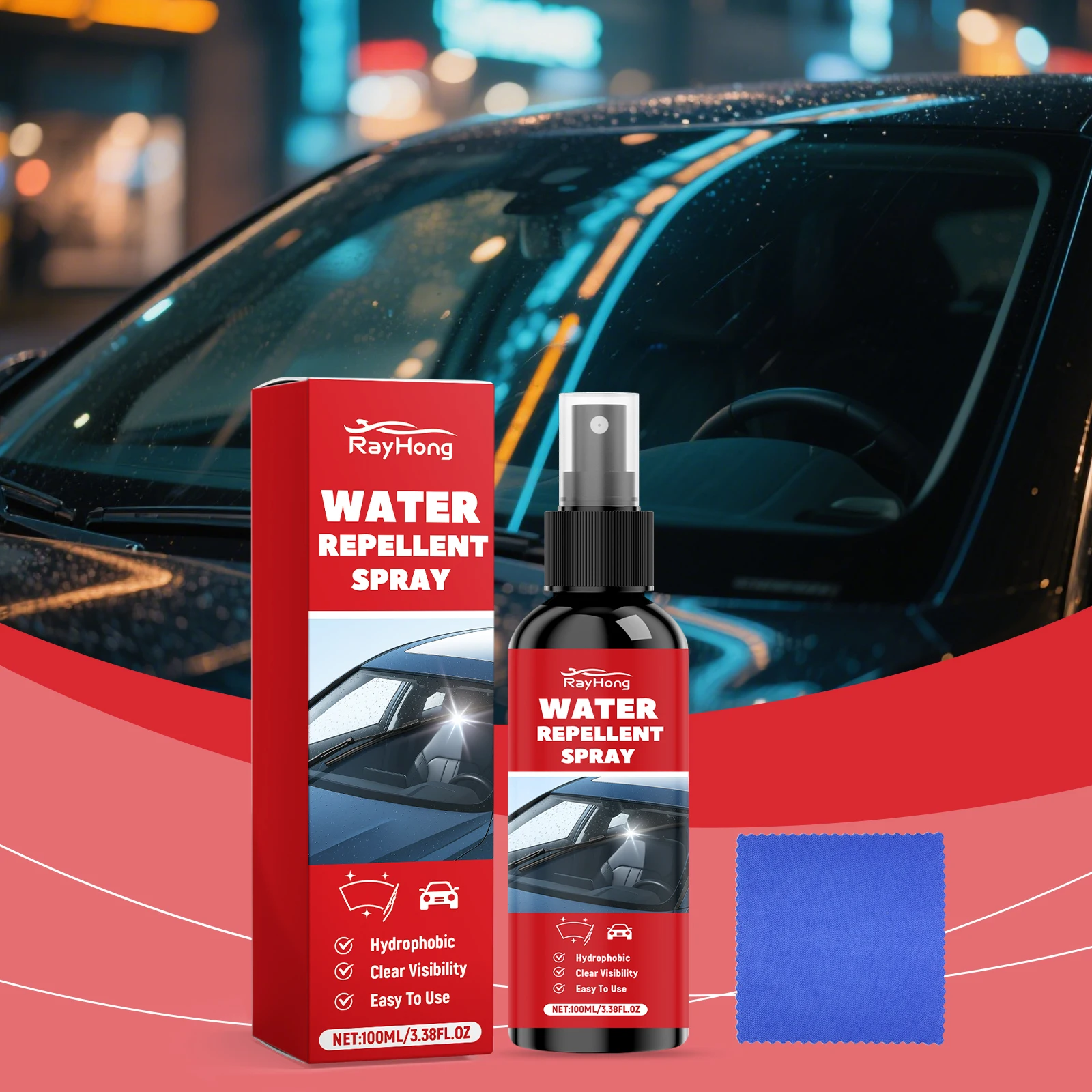 

Hydrophobic Spray for Car Glass-Clean Water Stains Dust Dirt Restore Transparency Prevent Fogging Maintain Clear Vision & Gloss