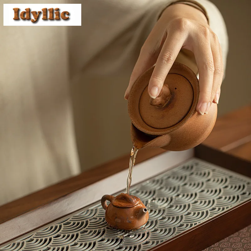 20ml Coarse Pottery Mini Teapot Zen Tea Infuser Pot Household Tea Maker Kettle With Strainer Tableware Accessories Collection