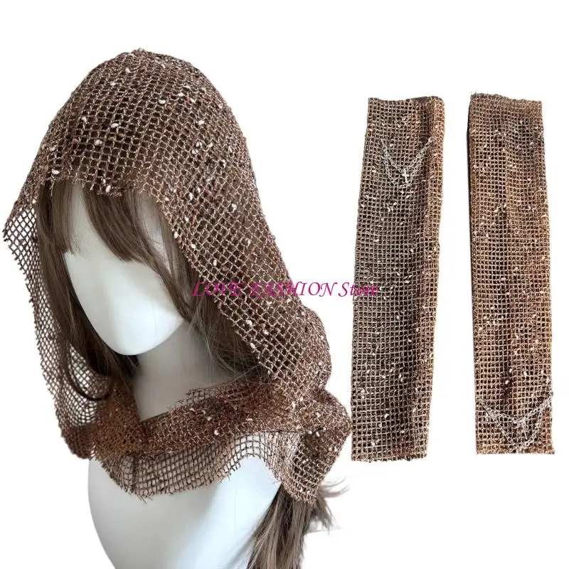 

Embellished Meshes Hat Sparkling Rhinestones Head Cover Fashionable Headwear Y166