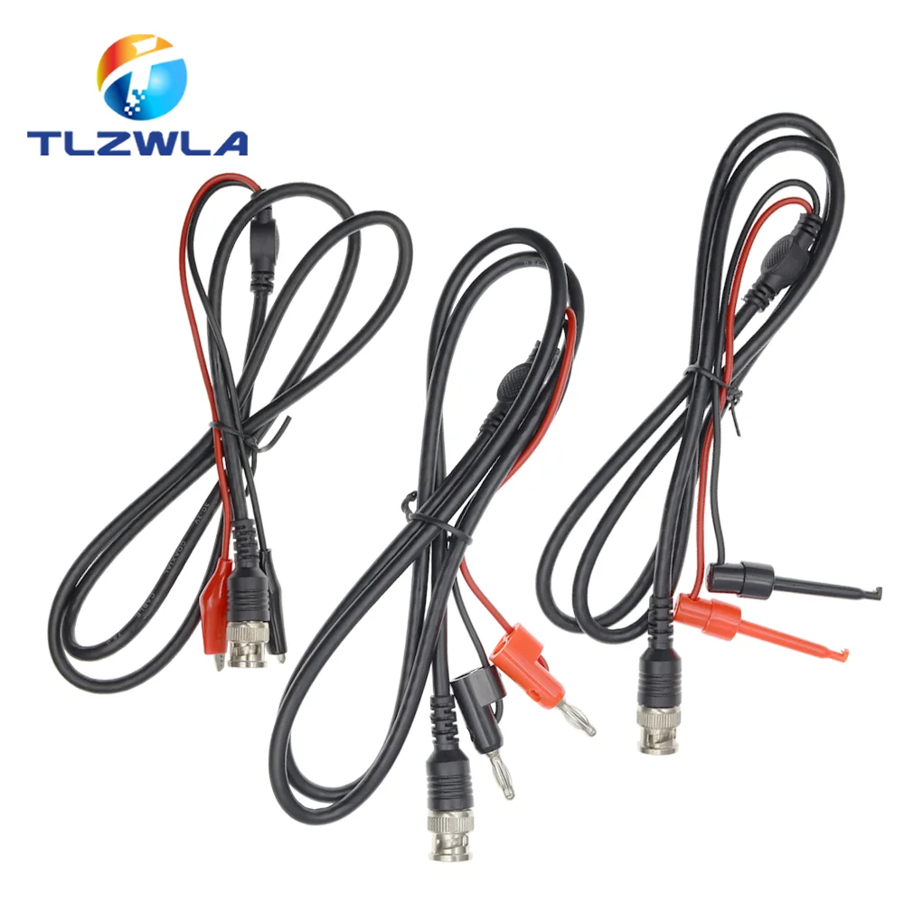 Kabel testowy Q9 z wtykiem BNC męskim na wtyk bananowy 4mm z możliwością łączenia w stos, z krokodylkami, sondą, 50 omów, RF, koncentryczny, Tangerrf