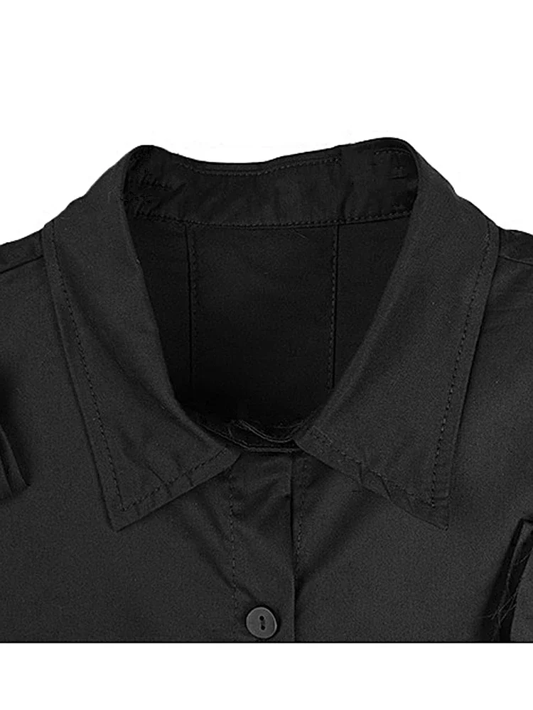 XITAO فضفاض المرقعة شرابة قميص فستان البساطة غير النظامية عادية واحدة الصدر المرأة الصيف الاتجاه الجديد فستان WLD20158