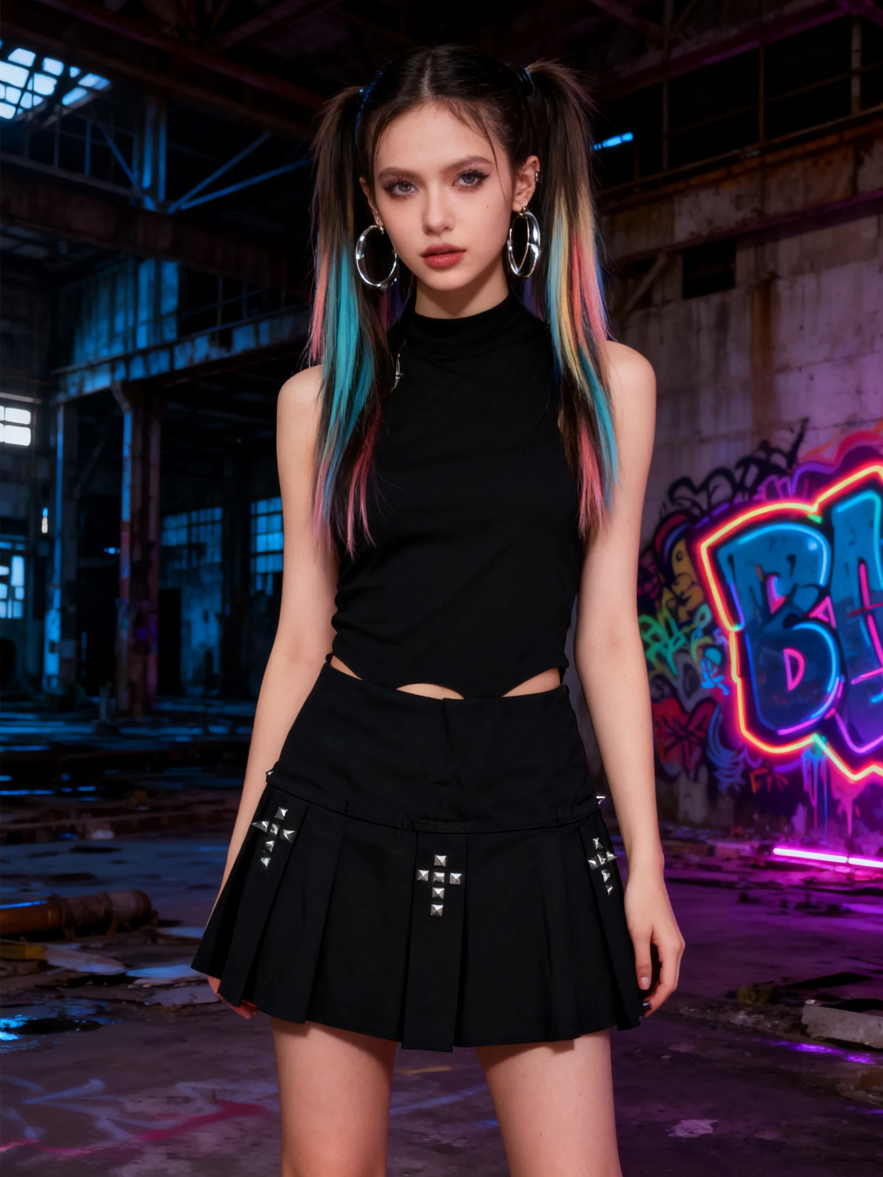 Harajuku spicy girl gothic punk half skirt summer American spicy girl cross sticker diamond pleated skirt emo Y2K retro