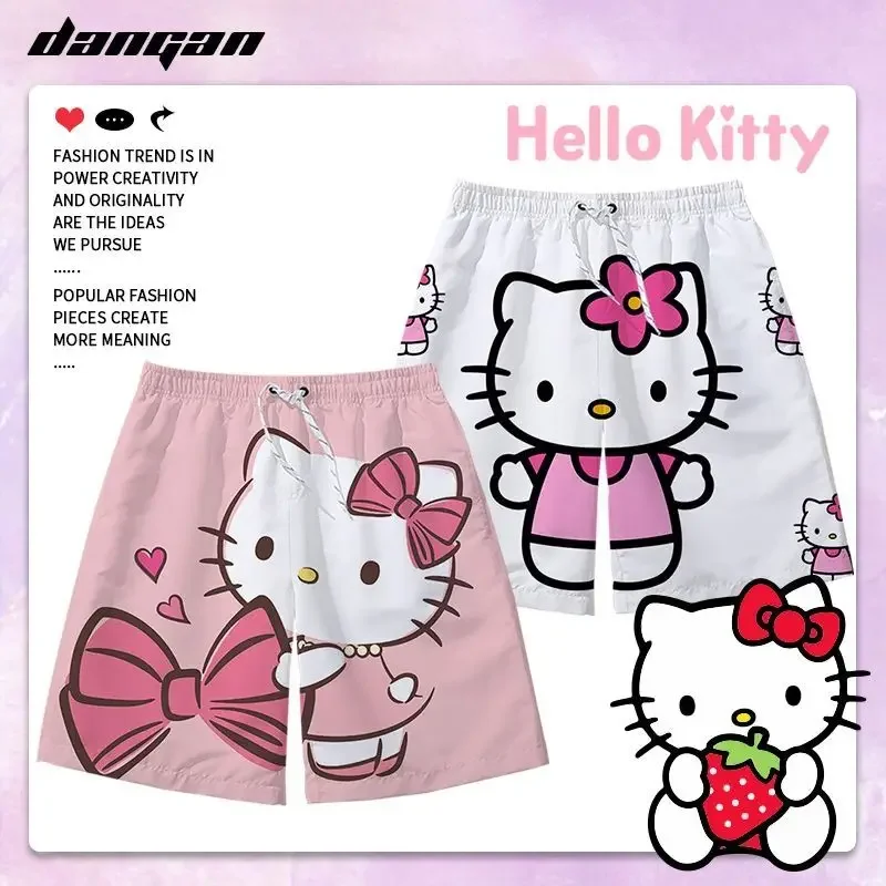 

Japanese Summer Beach Pants Sanrio Hello Kitty Shorts Unisex Printed Shorts Lovely Casual Beach Clothes Women Shorts Y2k Pants