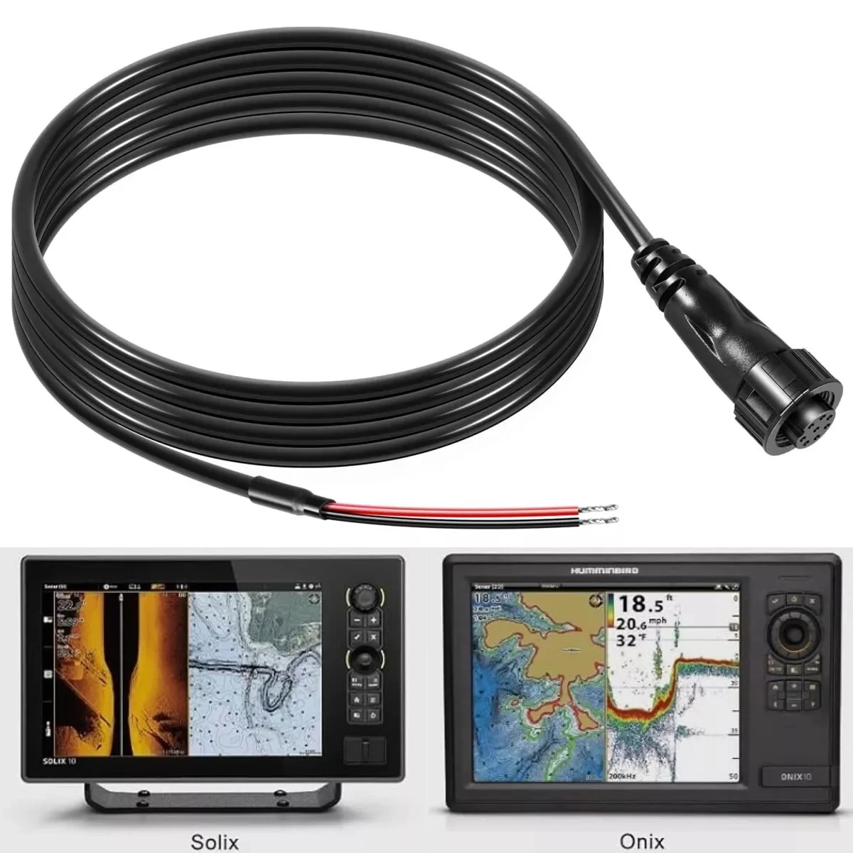 MX 720085-1 Power Cable 6 Feet, PC12 Power Cord 8-Pin Compatible with Humminbird Solix and Onix Series All Models