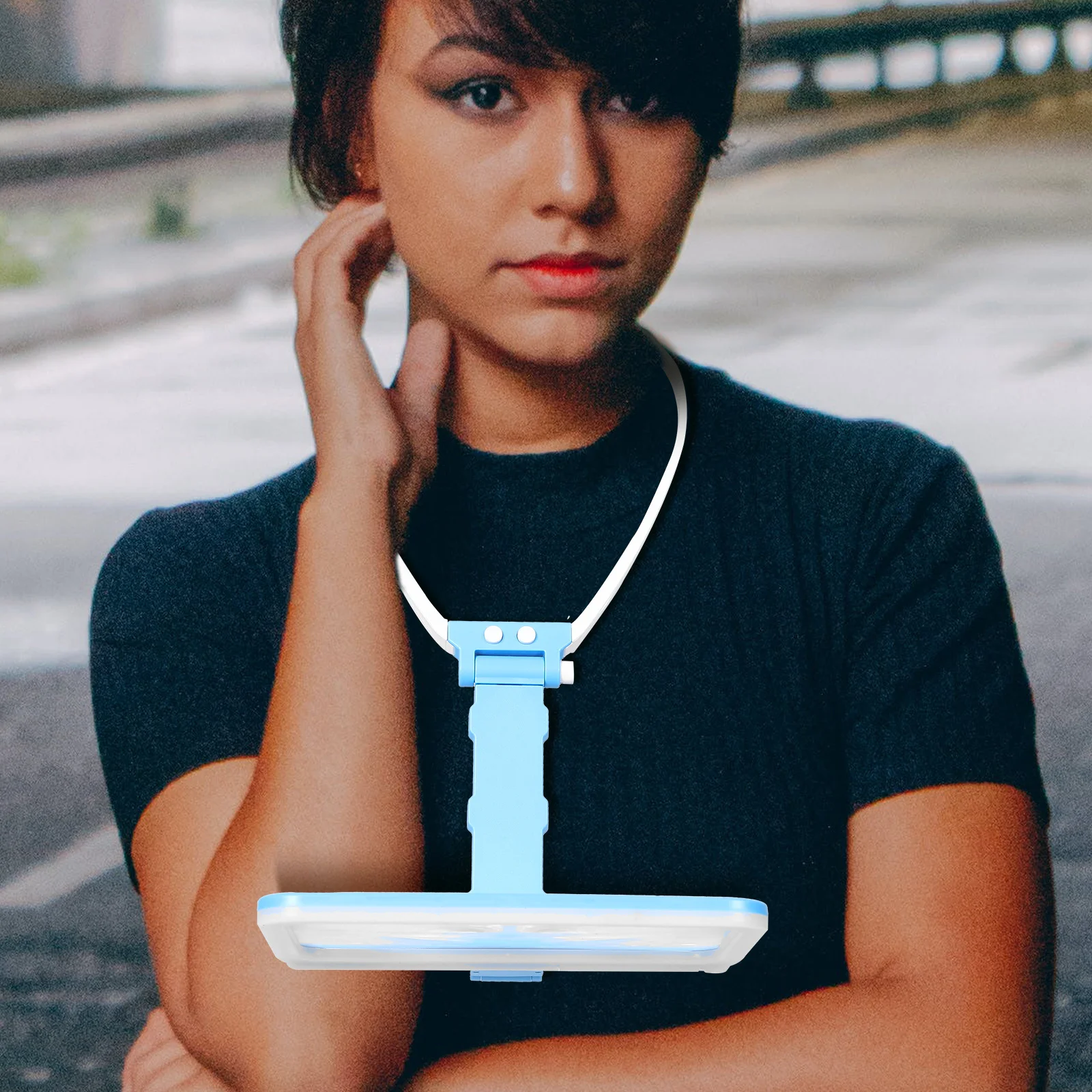 

Handheld Neck Hanging Magnifying Glass 5x 48 LED Tricolor Lights Reading Lamp for Seniors Portable Book Newspaper Magnifier with