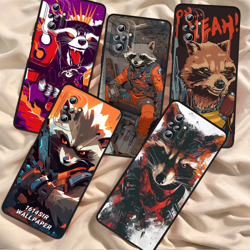 Rocket Raccoon Marvel Fashion For Xiaomi Redmi Note 13 12R 12 12S Turbo 11 11T 11S 10 10S Pro Plus 5G Black Back Phone Case