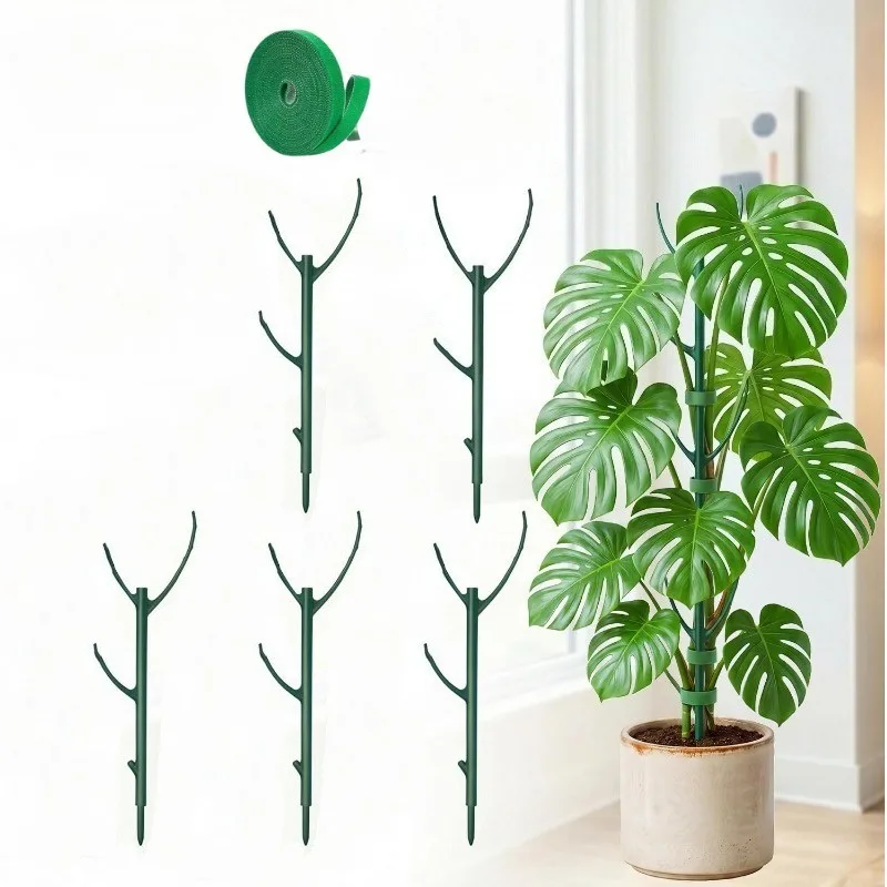 6Pcs Monstera Plant Support Set Stackable Tall Poles with Ties Support Climbing Plant Stems Durable Outdoor Gardening Supports