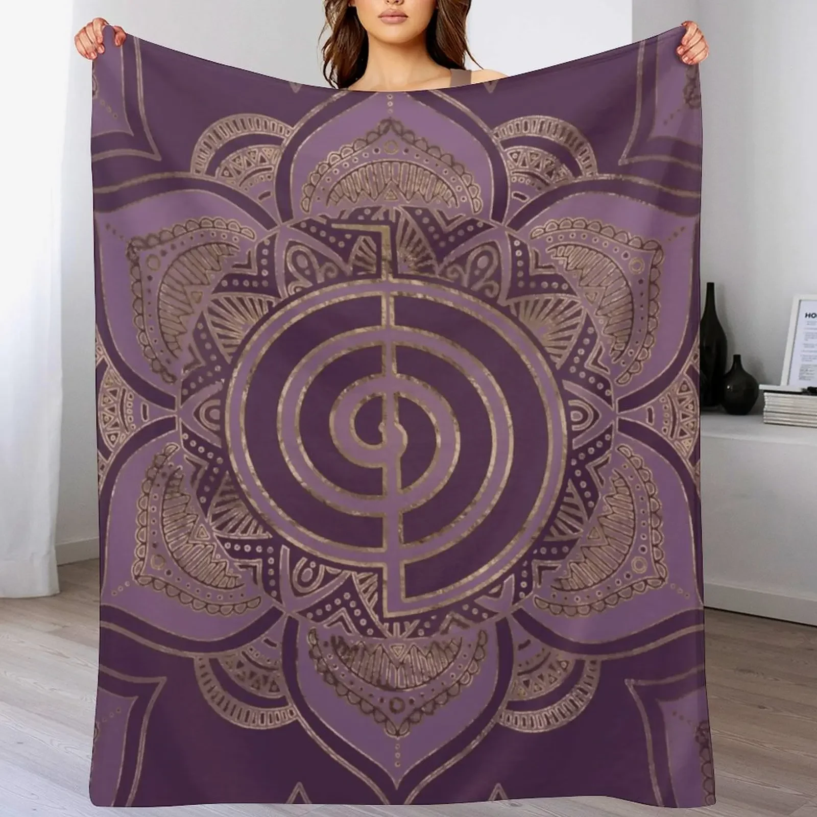 

Reiki Cho Ku Rei - pastel and gold Throw Blanket Soft Warm Blanket Gift for Men Women Adults