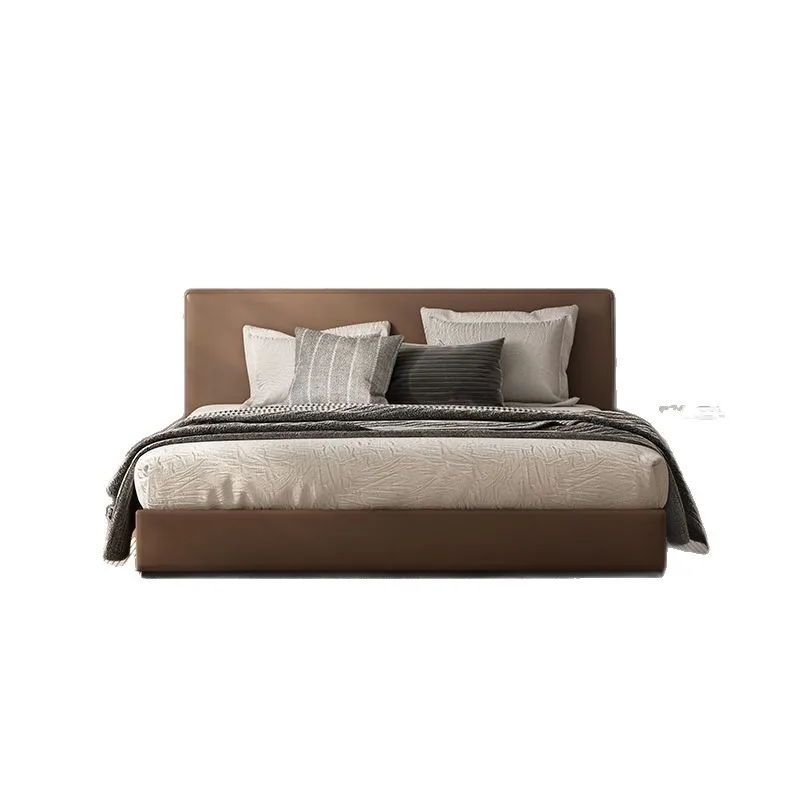 Solid wood light luxury Italian bedside table simple modern bedroom home leather slate storage new bedsidetable