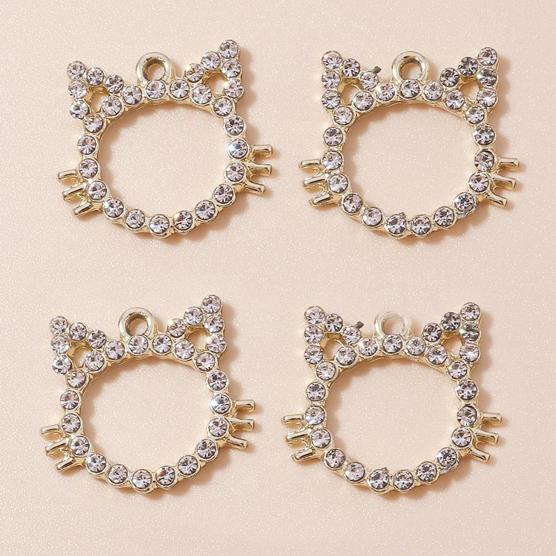 Leslie 10 Stück niedliche Anhänger, zarte Kristall-Katzenanhänger für Ohrringe, Armbänder, Halsketten, DIY-Schmuckherstellung, Zubehör, handgefertigt – Detail 2