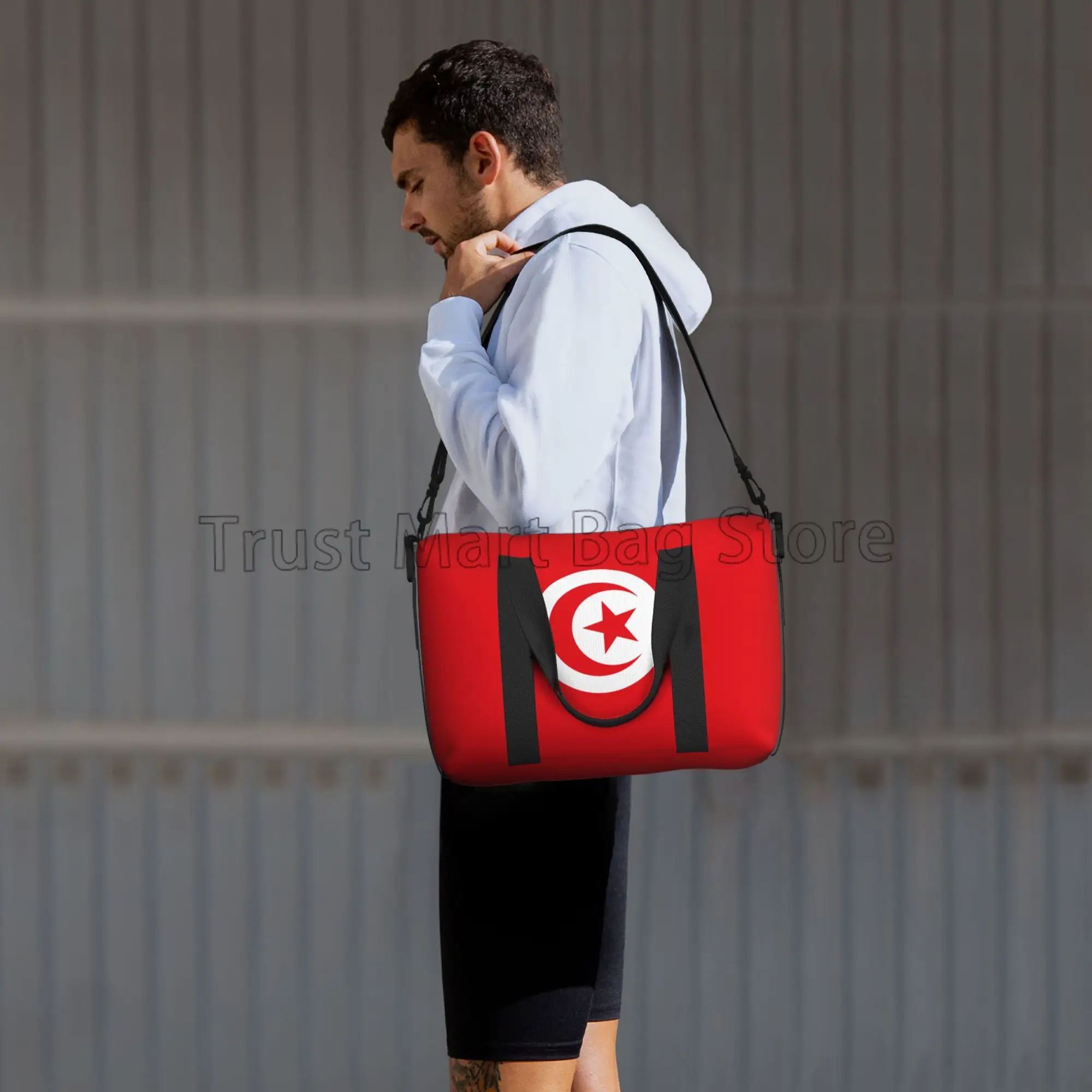 Bolsa de viaje con bandera de Marruecos, bolso de mano grande para llevar al hombro, impermeable, ideal para ir al gimnasio y hacer deporte, Unisex