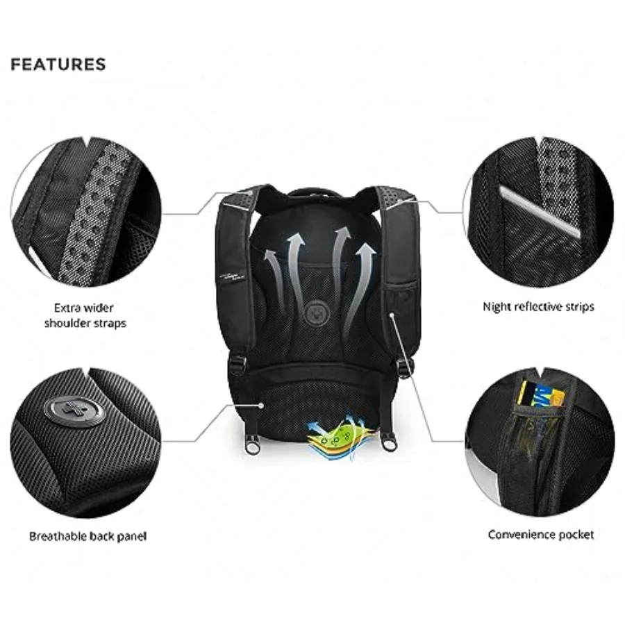 حقيبة ظهر للكمبيوتر المحمول للرجال بتصميم Swissdigital للسفر الجامعي والأعمال مع منفذ شحن USB متكامل وحماية RFID