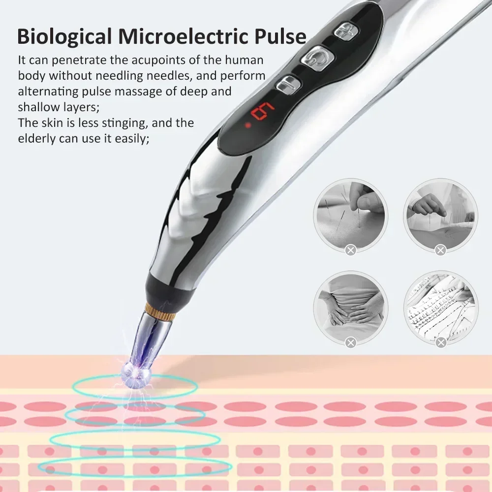 Pluma de masaje, pluma de acupuntura electrónica, masajeador corporal meridiano láser, Estimulador de pulso Tens, electrodoméstico, relajación muscular, salud, Usb