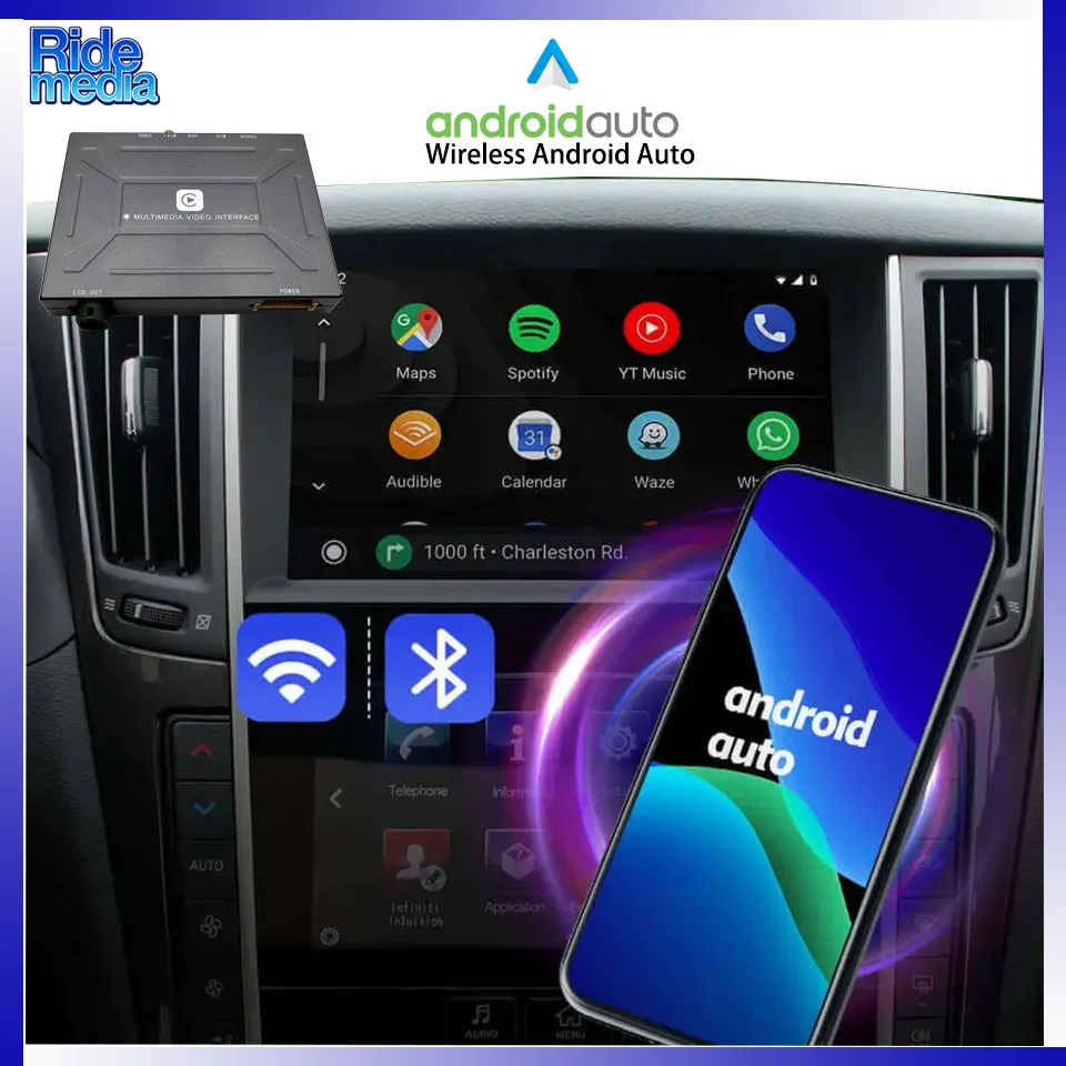 RideMedia 2026 Touch Screen Control GPS Music BT CarPlay Siri Voice Command Apple Maps Interface for Infiniti Q50 Q60 QX50 QX60