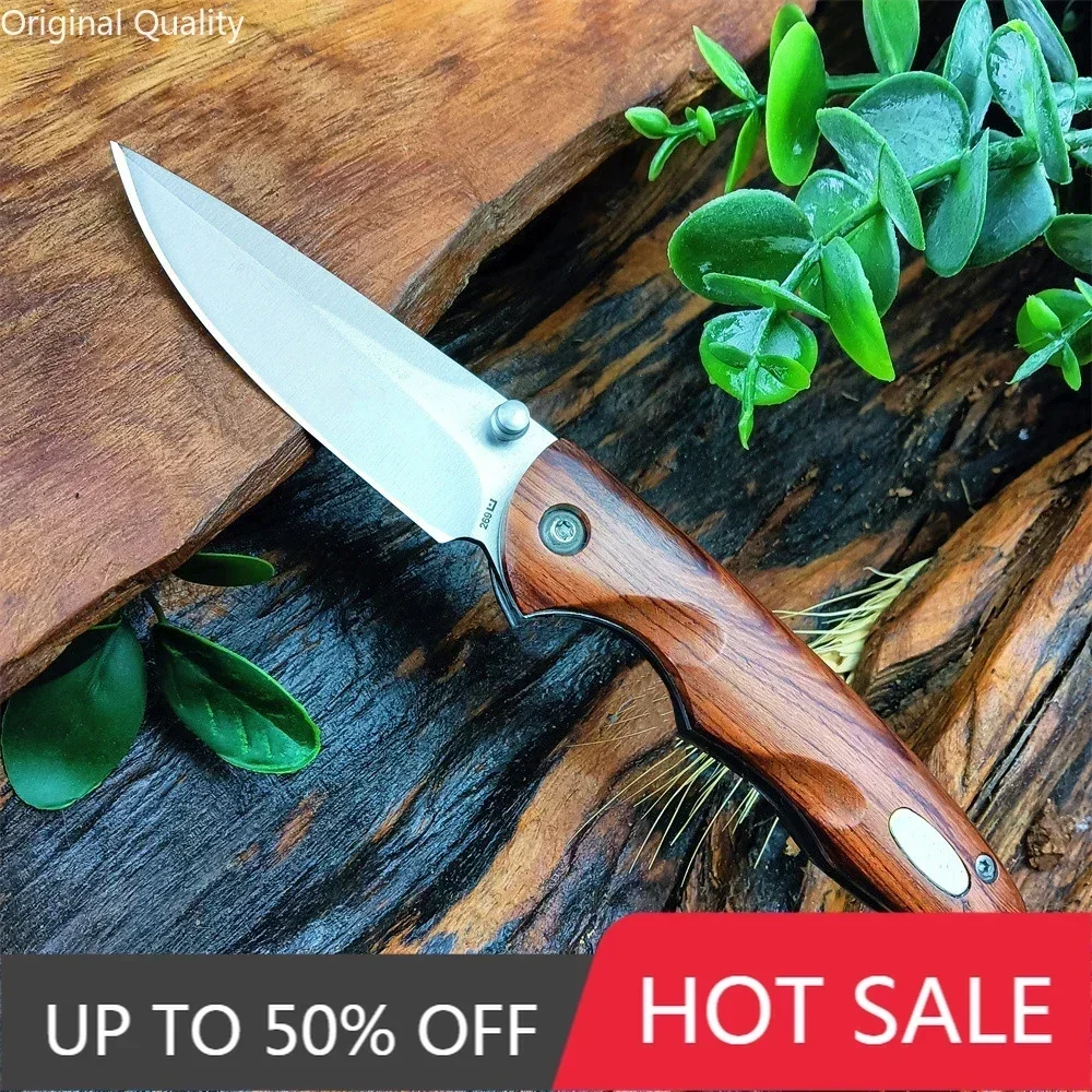 

Folding Tactical Pocket Knife 440C Stainless Steel Wooden Handle Outdoor Self-defense EDC Hunt Camping Multi-tools Ball Bearing