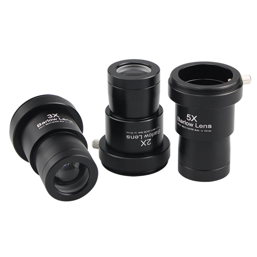 1.25 Inch 2X/3X/5X Telescope Barlow Lens - Fully Metal Coated Optical Glass with M42 Camera Mount Threads for Astrophotography