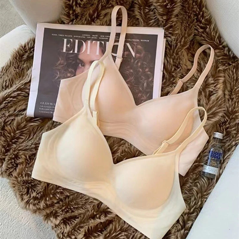 Intimo senza anelli in acciaio con sensazione nuda senza traccia per donna Seni piccoli raccolti, supporto morbido, reggiseno traspirante e anti-cedimento