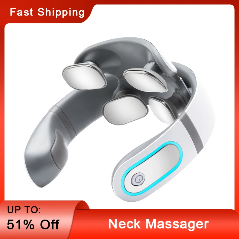 Electric Collar Neck Massager Osteochondrosis Treatment Low Frequency Massage Pulse Heating Shiatsu Anti-cellulite Appliances