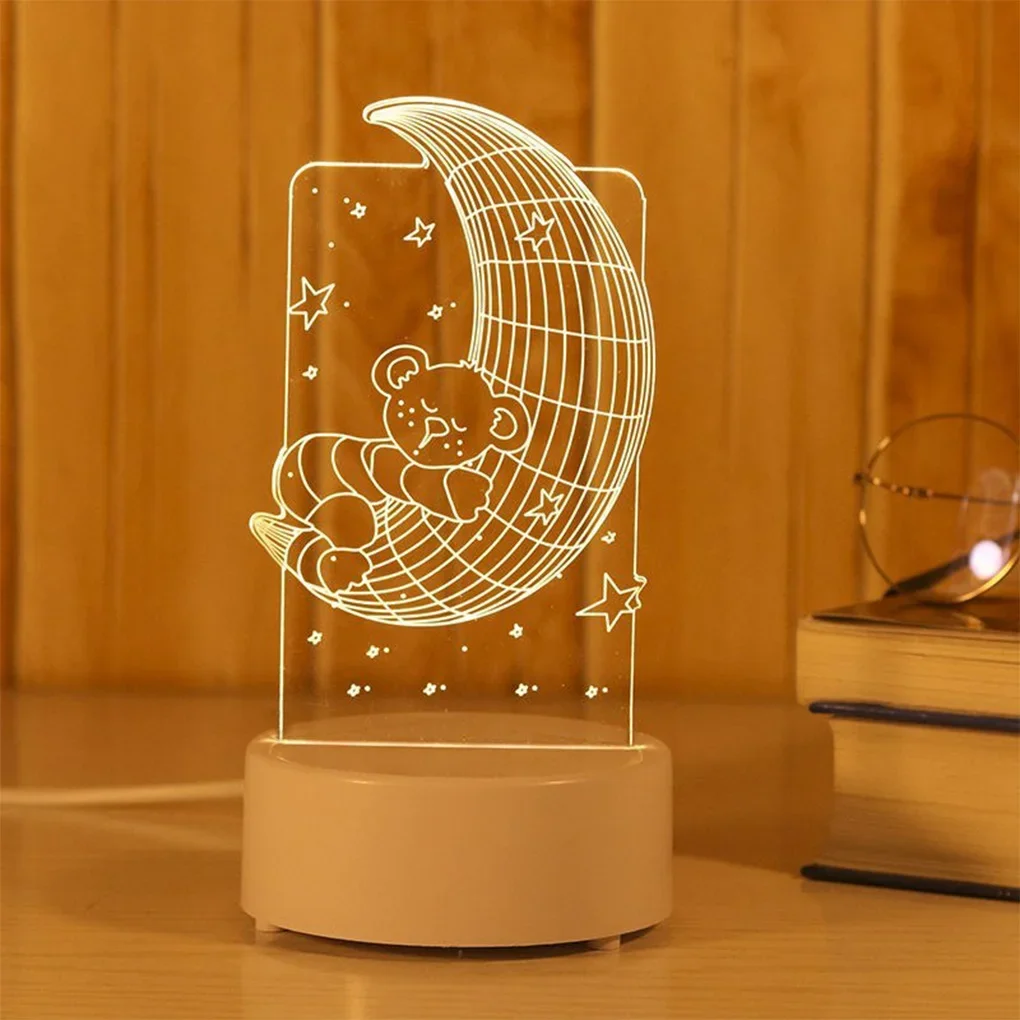 Lámpara de noche LED de animales 3D, regalo de cumpleaños para dormitorio infantil