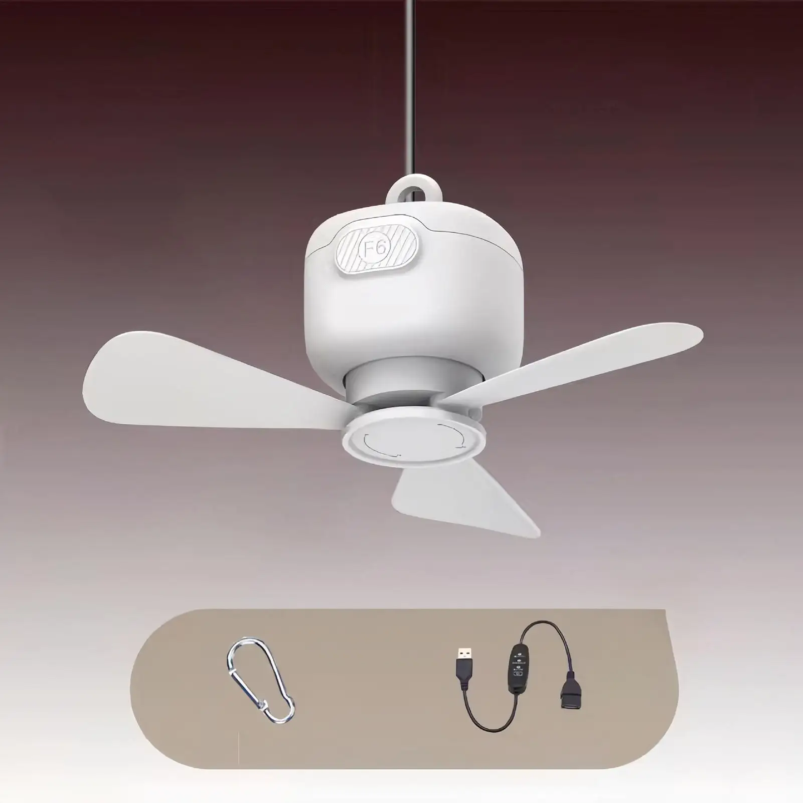 Canopy Ceiling Fan Hangable Ventilator For Gazebo 3-Speed Adjustable USB Ceiling Fan For Porch Tent RV Canopy Outdoors Gazebo