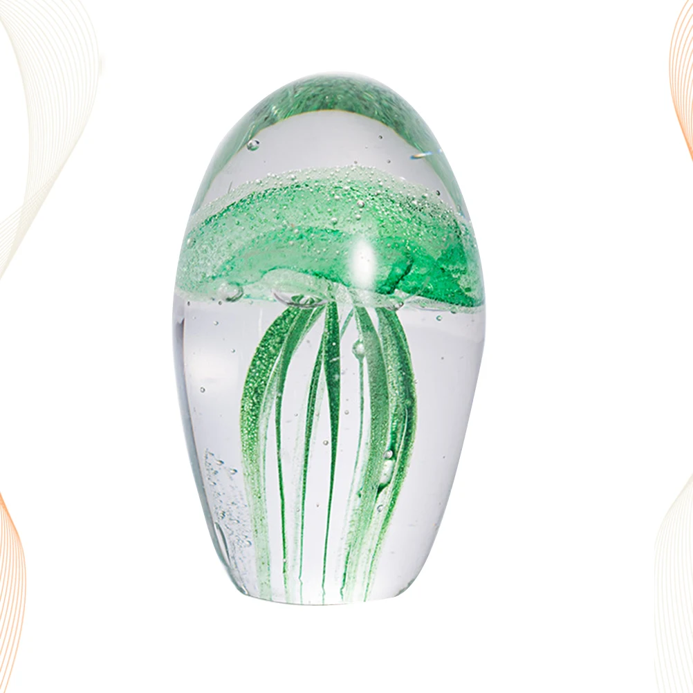 

1pc Crystal Jellyfish Desktop Ornament Home Office Cafe Decoration Gift Green Smooth Clear Portable Stable Miniature