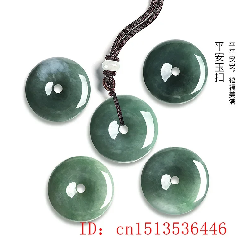 Genuine Natural Jade A Green Gemstone Pendant 26mm Necklace Round Donut Emerald Women Men Barrel Stone Jade Accessories