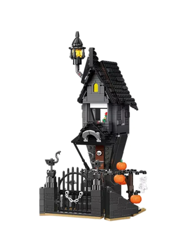 MOC Halloween Geisterbaumhaus Albtraum-Schloss Bausteine Kreative DIY Halloween-Dekoration Weihnachts- und Geburtstagsgeschenke