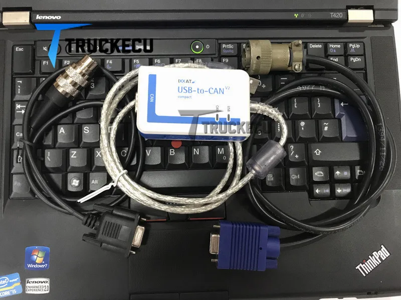 FOR MTU DIAGNOSTIC KIT (USB-to-CAN V2) MTU Diasys with MTU MDEC ECU4 test Cable+MUT ADEC ECU7 Diagnostic Cable+T420 LAPTOP