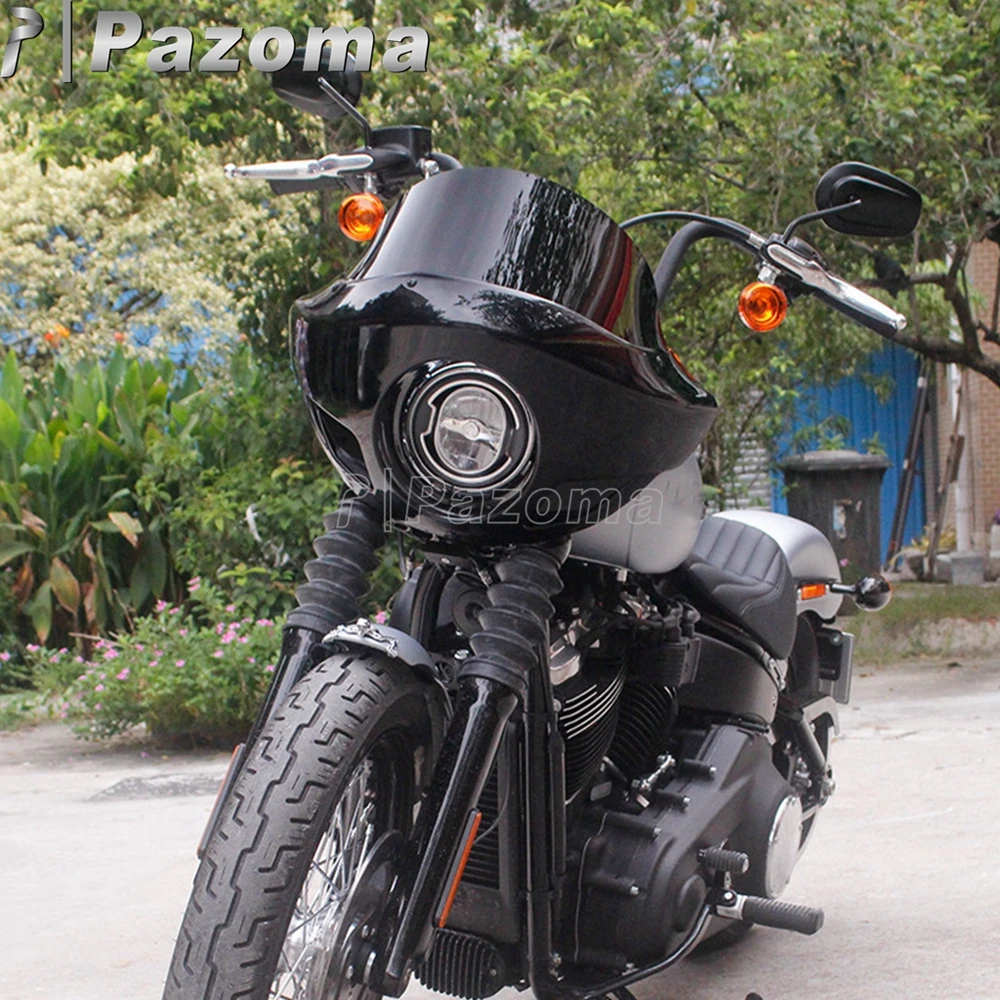 Nach 5.75 "Scheinwerfer Verkleidung 35-49mm Gabeln Universal Motorrad Front Licht Maske Gugel Für Harley Cafe Racer touring Sportster