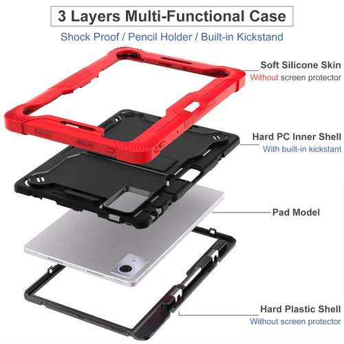 Imagen 2 del producto Funda Protectora Resistente para Lenovo Tab Idea 11 TB336ZU TB336FU Xiaoxin Pad 11 2025 TB335FC, con Soporte para Tablet y Ranura para Lápiz