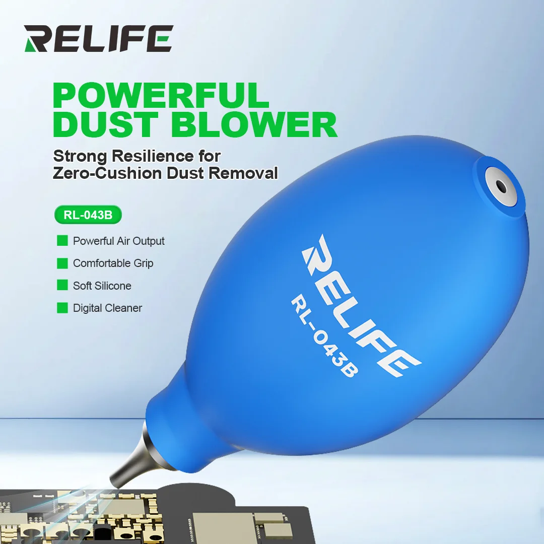 RELIFE RL-043B Staubgebläse, starker Luftstrom, Silikonreiniger für Handy-Elektronik, Kameraobjektiv, PCB, Staubentfernung, Reparaturwerkzeug