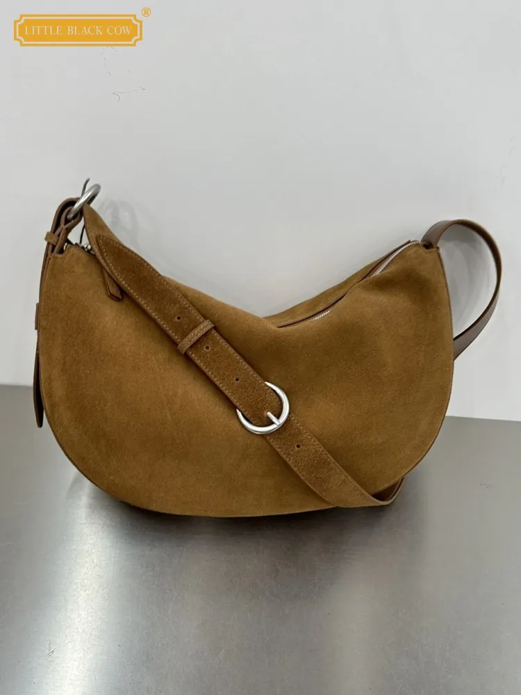 

Designer Women Zipper Dumpling Bag Solid Color Suede Single Shoulder Bag Office Fashion Casual Ladies Crossbody Underarm Bags