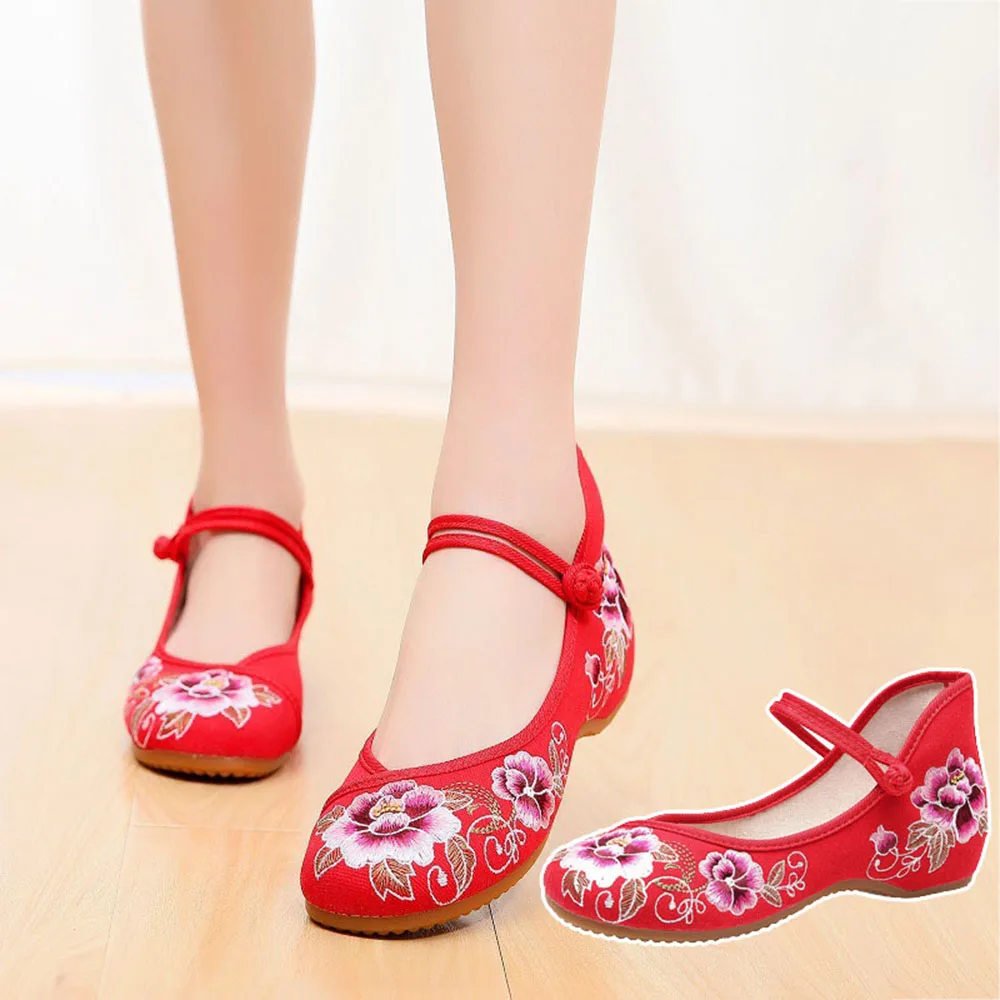 

Chinese Embroidered Cloth Shoes Low Heeled Single Shoes Working Comfortable Classic Stylish Shallow Mouth Round Toe Children