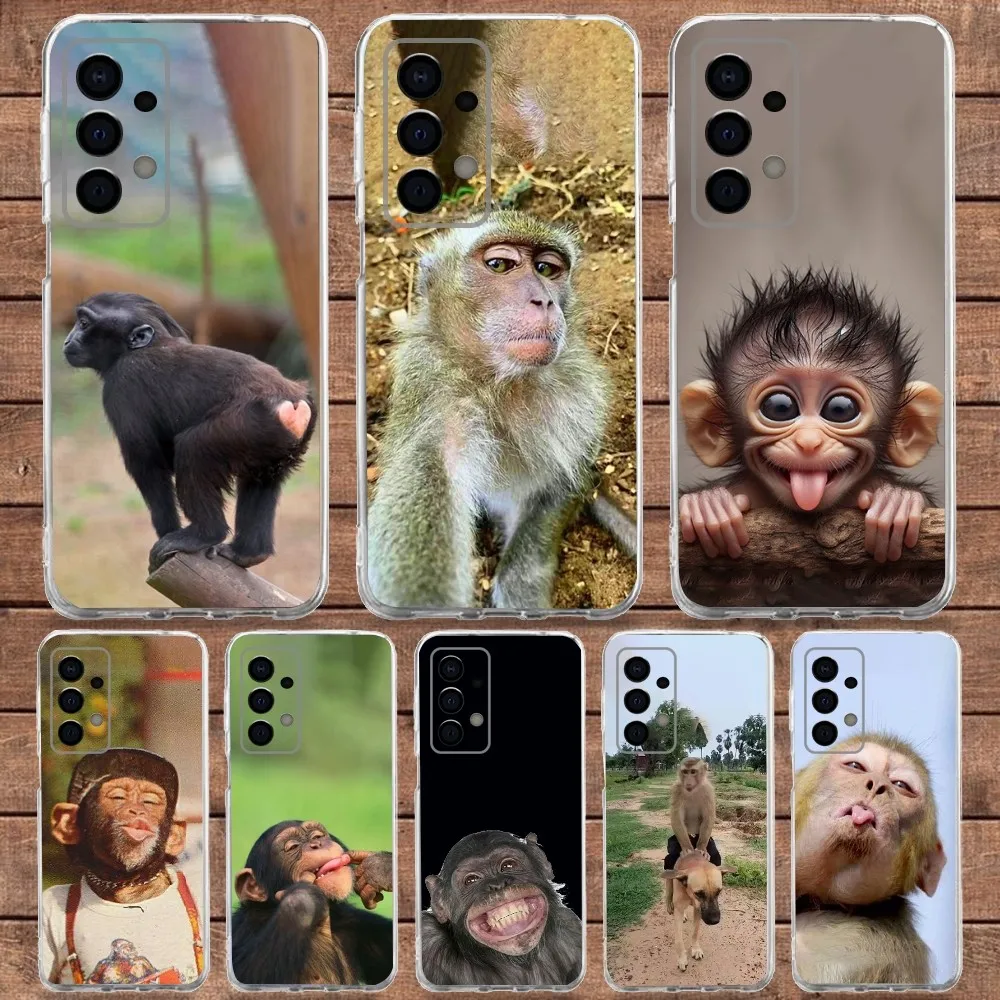 Monkey Sipping Caprisun Meme Phone Case For Samsung Galaxy A71,70,52,40,51,31,A50,21S,30S,Note20ultra Transparent Soft Cover