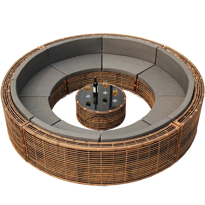 

Modern outdoor garden furniture waterproof and UV-proof PE rattan sofa chair hotel courtyard style environmentally friendly