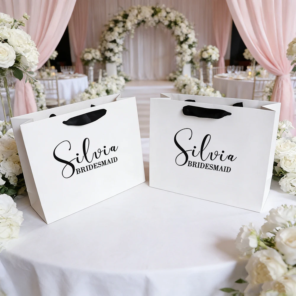 Personalized Bridesmaid gifts paper Bags Custom Name Valentine\'s Day Gifts Bags Eid Mubarak Happy Ramadan Party Wedding Packages