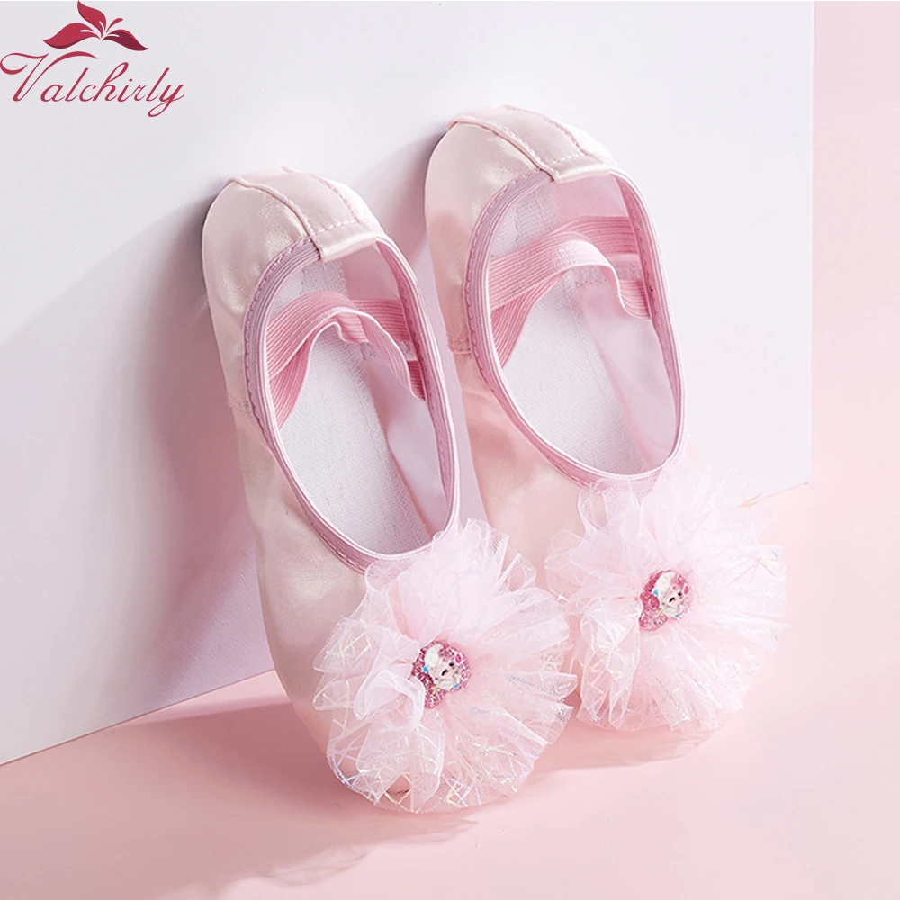 Chaussures de ballet en satin pour enfants, pantoufles de danse, ballerine rose, pratique du ballet, utilisation d'entraînement