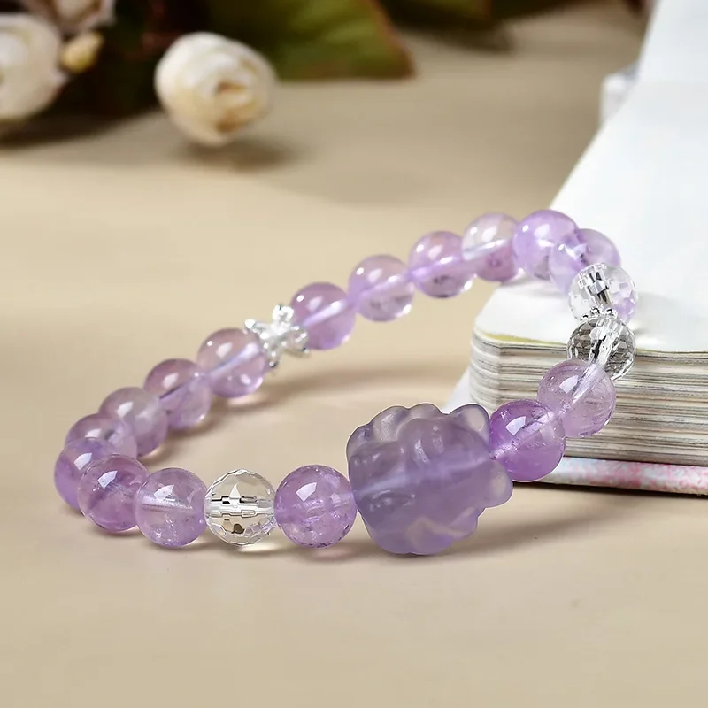 

Natural Lavender Amethyst Nine-tailed Fox Bracelet Women's Light Luxury Fashion Lucky Bracelet, Original Design