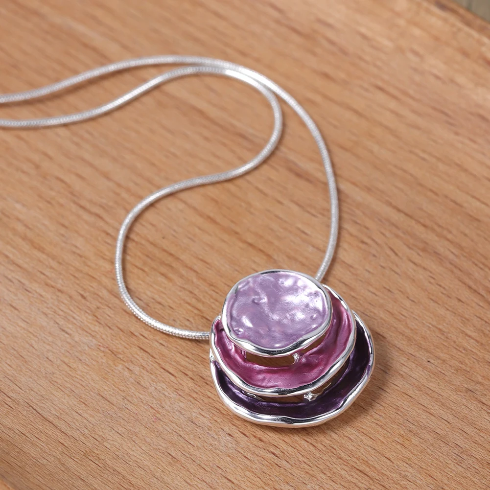 Cring Coco Thin Coating Pendant Necklace Round Three Layer Color Zinc Alloy Necklace Mother\'s Day Popular Jewelry for Women 2024