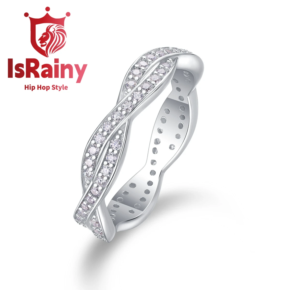 IsRainy Hip Hop Rock Solid 925 Sterling Silver Round Real GRA Moissanite Diamonds Rings Engagement Anniversary Fine Jewelry