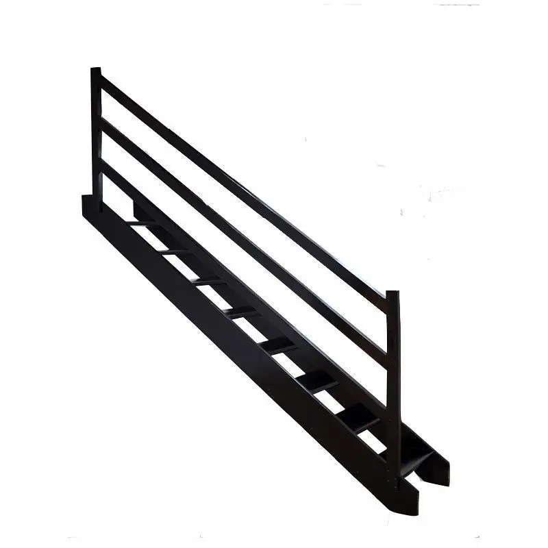 Solid wood loft stairs widened and thickened climbing ladder Duplex villa ladder with handrails Black log ladder