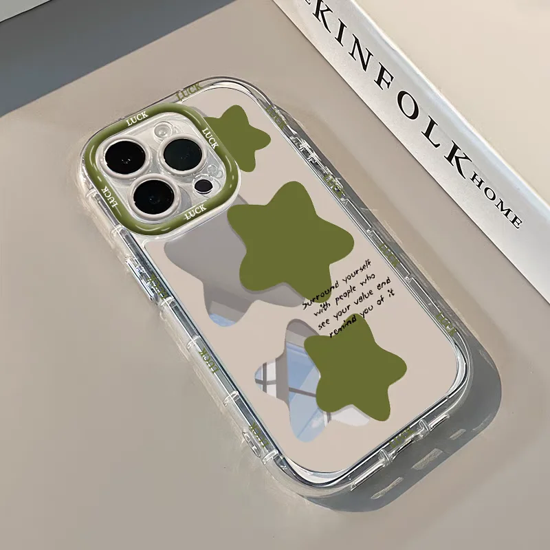 Advanced Splash Green Star Mirror Phone Case For iPhone 17 AIR 16 15 14 13 12 11 PRO MAX PLUS Anti Drop Dustproof Cover