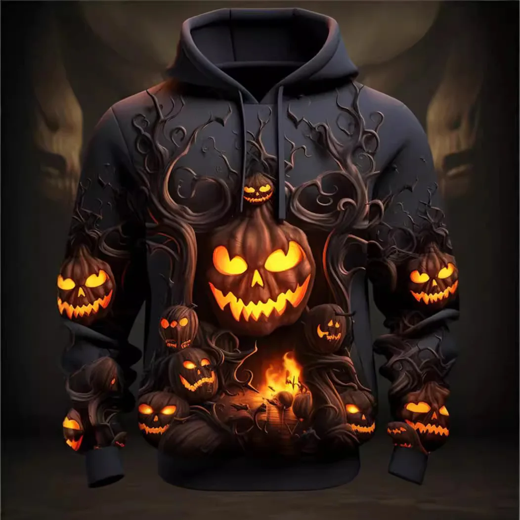 

Halloween Men's Patterned Hoodie 3D Print Pumpkin,Classic Daily Casual Pullover for Vacation Outing,Long Sleeve Hooded Pumpkin