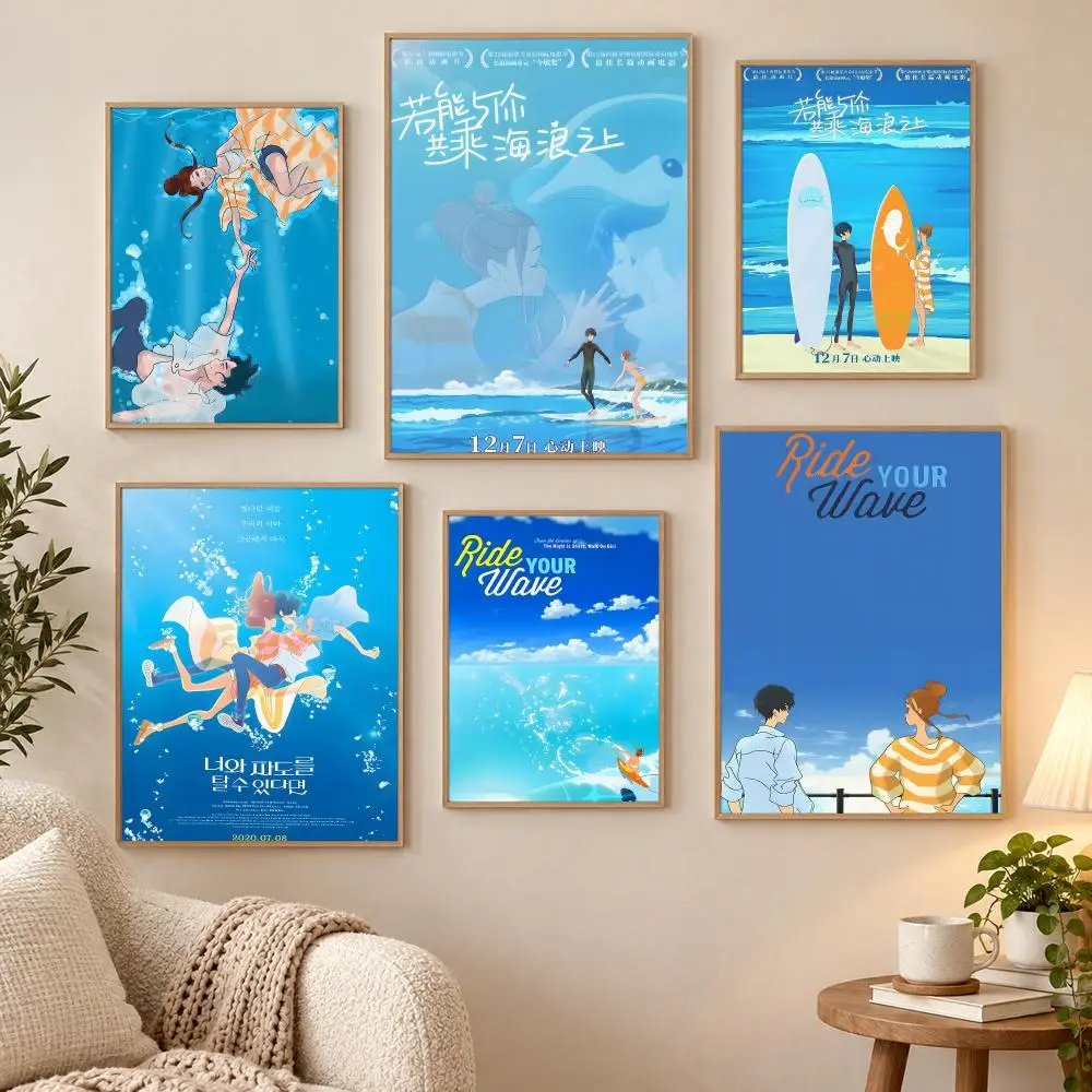 Ride Your Wave Poster Waterproof HD Modern Peel And Stick Wall Decor Living Room Dorm Garage
