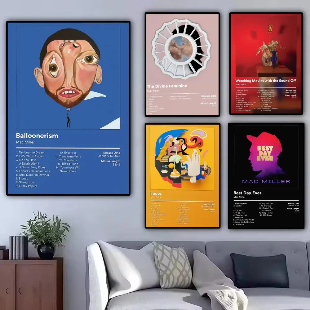 Faishion Rapper M-Mac Miller Painting Calligraphy Modern Canvas Poster Wall Art Aesthetic Bedroom Decor for Cafe Home Gift