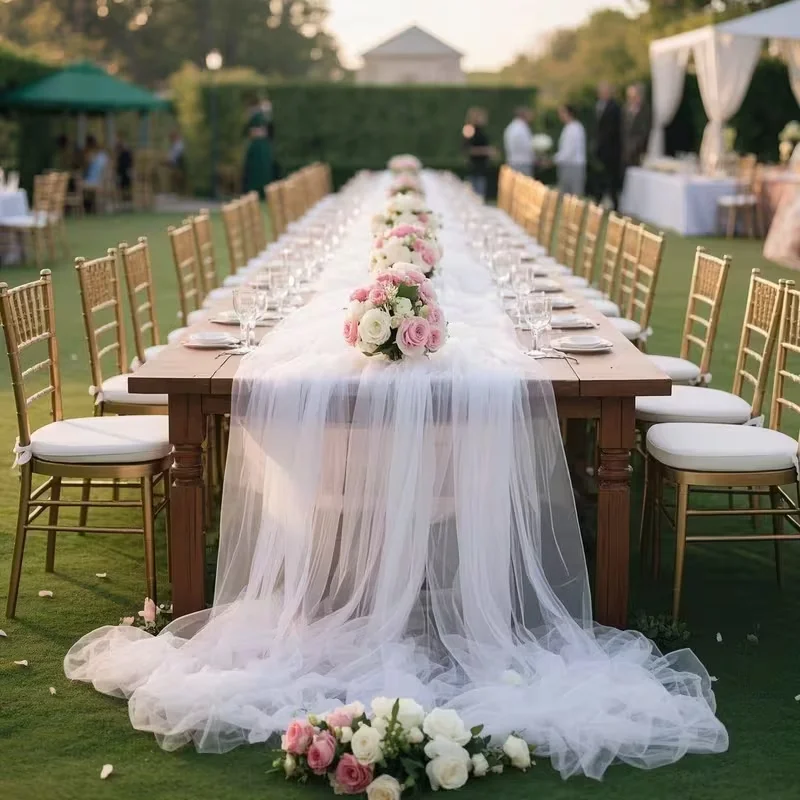 Tulle Sheer Table Runner, Light and Translucent, for Birthday Parties, Wedding, Holiday, Baby Shower, Banquets, Arches Decor