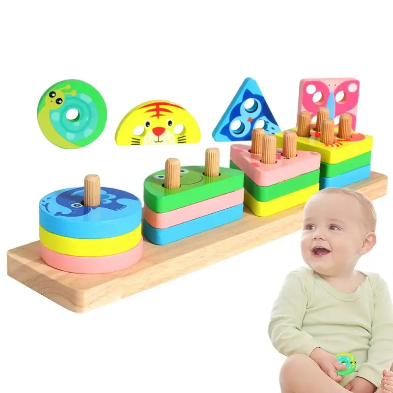 Shape Matching Game Color Recognition Shape Sorter Puzzles Learning Shape Color Board Game Animal Pattern Blocks For Boys And