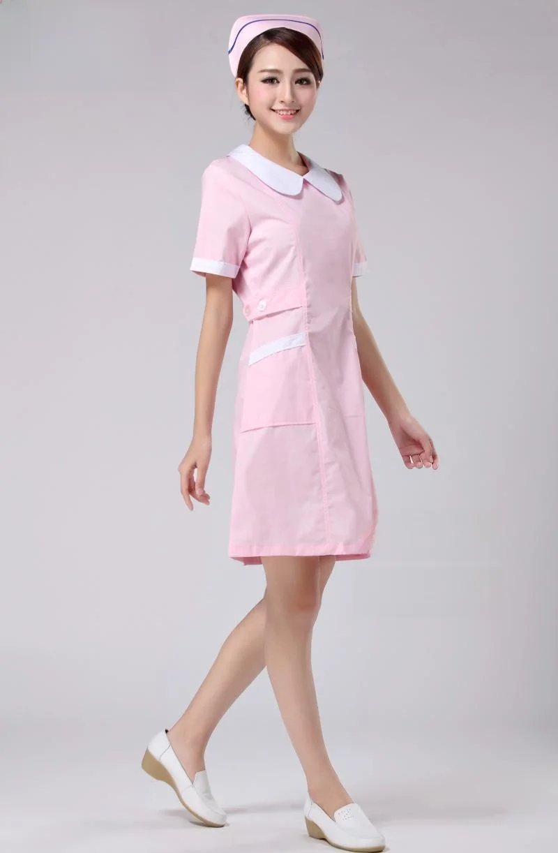 Pink Zipper Short Sleeve Nurse Uniform Half Permanent Beauty Salon Summer Outfit Yue Lan Xin Cotton Workwear Female Suit