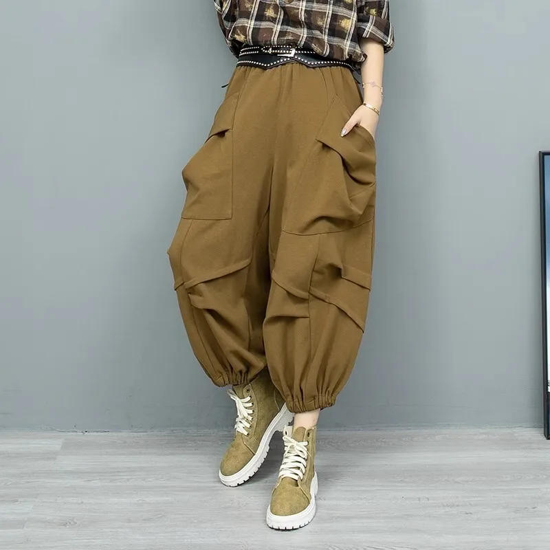 

Personalized Fashion Pant Women 2024 Autumn Contrasting Color Wide Leg Lantern Pant LX2165